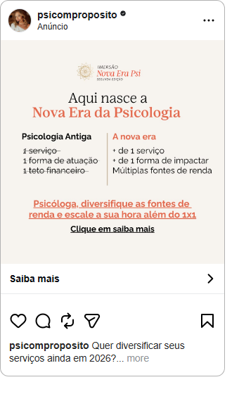 Anúncio Nova Era, aqui nasce a nova era da psicologia
