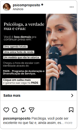 Anúncio PADS, Psicóloga a verdade nua e crua